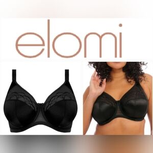 Elomi Cate Black Underwire Full Cup Banded Bra US 38K UK 38H
